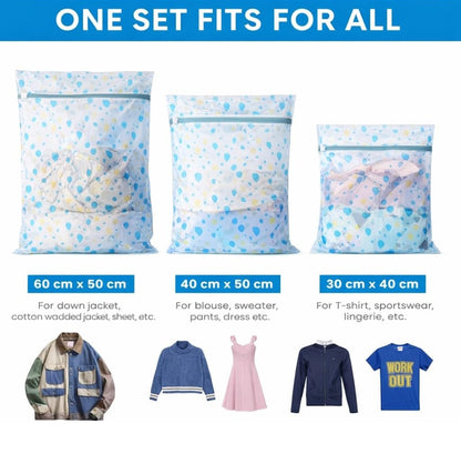 DecorTwist Mesh Laundry Wash Bag Set| Zippered Clothes Washing Net for Delicates, Innerwear, Lingerie & Baby Clothes