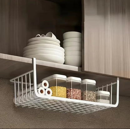 DecorTwist 16 Inch Under Shelf Storage Basket – Heavy Duty Metal Undershelf Organizer for Kitchen Cabinet, Wardrobe & Pantry | No Drill Slide-In Under Cabinet Wire Rack