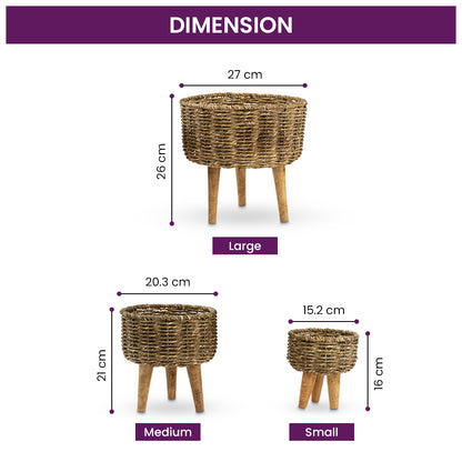 Natural Seagrass Hand Woven Planter (Set of 2)