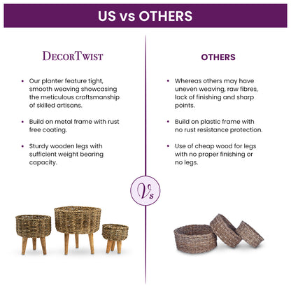 Natural Seagrass Hand Woven Planter (Set of 2)