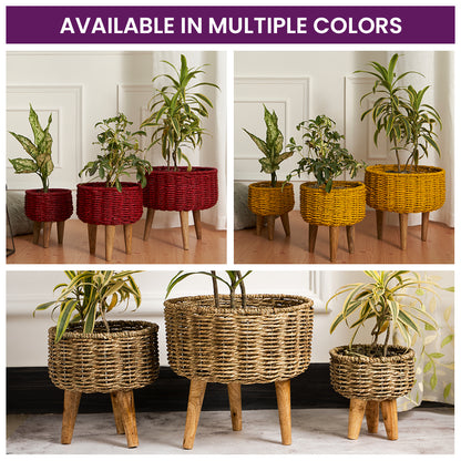 Natural Seagrass Hand Woven Planter (Set of 2)