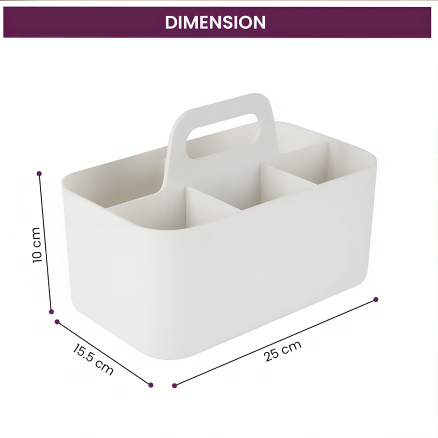 Multi-functional Plastic Desk and Bathroom Organizer 5 Compartments for Cosmetics, Pens, Pencils, and Toothpaste (White)