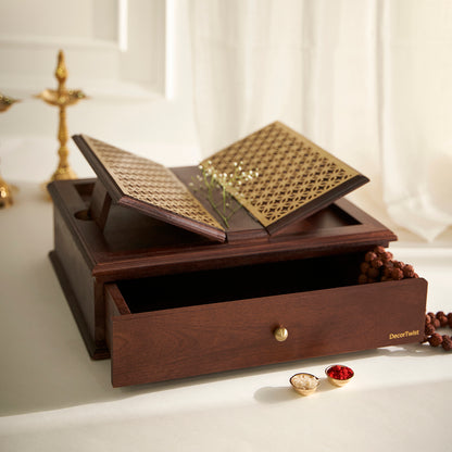 Large Handcrafted Holy Book Stand Box for Reading Geeta, Quran, Guru Granth Sahib, Bible Book