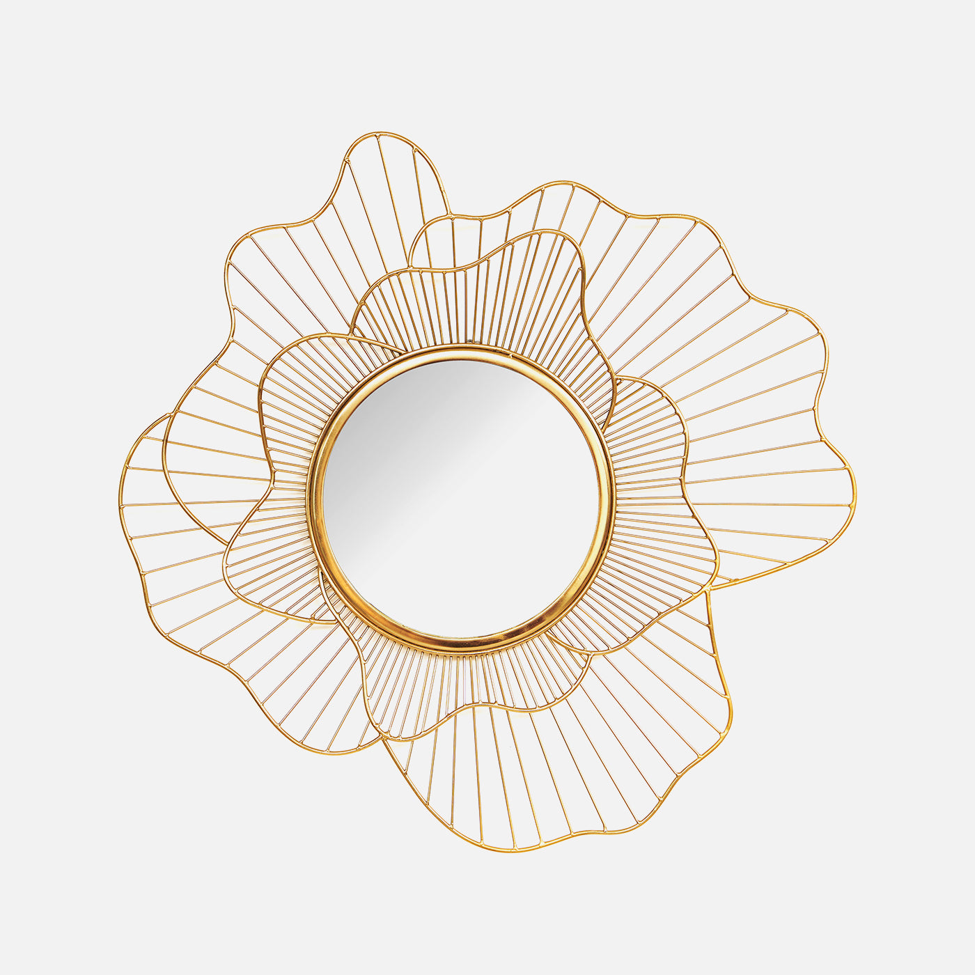 Orchid Design Decorative Metal Wall Mirror- Gold