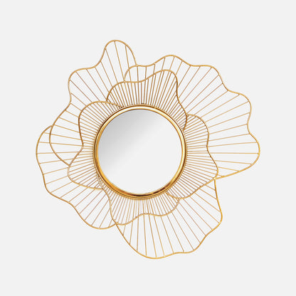 Orchid Design Decorative Metal Wall Mirror- Gold