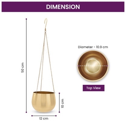 Valencia Metal Hanging Planter Gold -Small