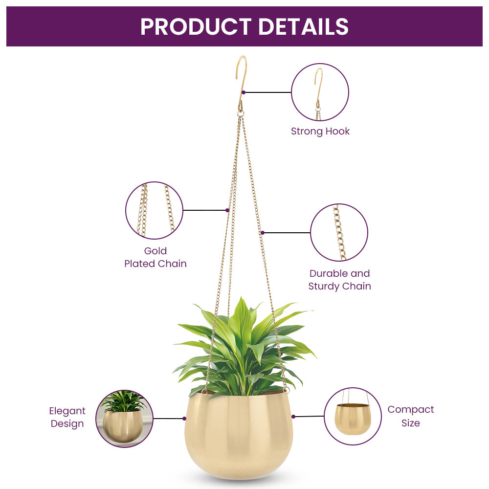 Valencia Metal Hanging Planter Gold -Small