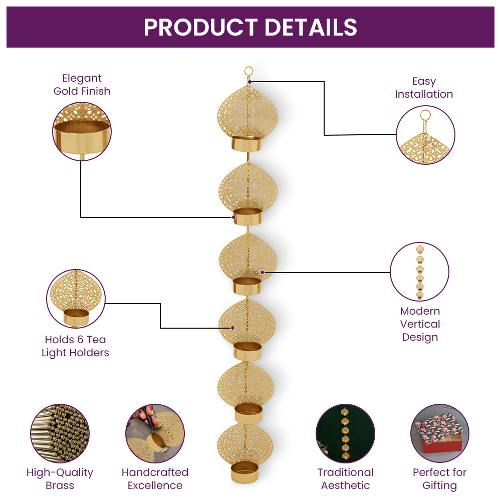 Vertical 6 Tea Light Holder Wall Art