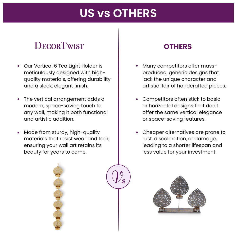 Vertical 6 Tea Light Holder Wall Art