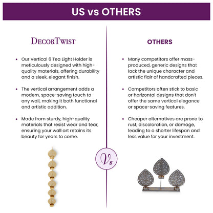 Vertical 6 Tea Light Holder Wall Art