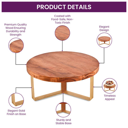 Wooden Cake display stand - for cakes, pizza, and other delicacies | multipurpose table (12 inches)