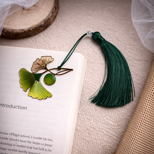Brass Bookmarks Handcrafted Flower Design Green Bookmark with Tassel Gift for Teachers, Readers , Book Lovers, Student