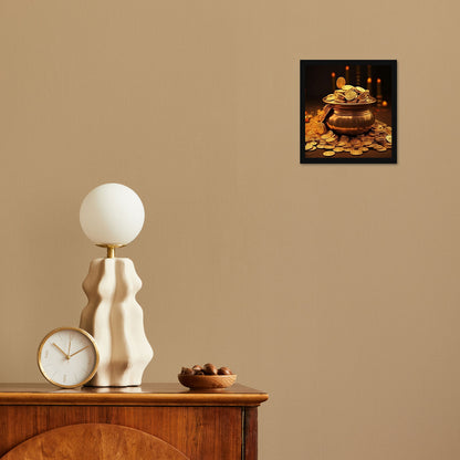 Vastu Shubharambh- Gold Coins Poster Wall Frame for Wall Decoration Pooja Home and Vastu remedy