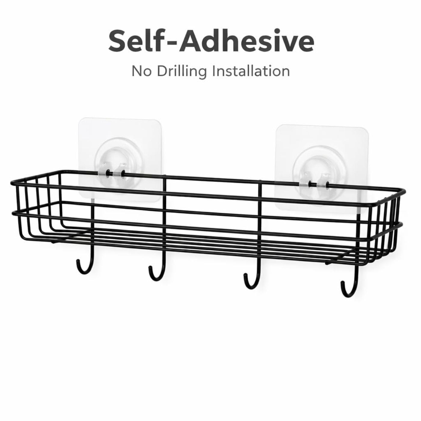 DecorTwist Bathroom Shelf Without Drill | Self Adhesive Wall Organizer | Rust-Proof Metal | Waterproof Rack for Shampoo Soap Toiletries | Kitchen Laundry Storage | 28x9x9 cm (Pack of 2)