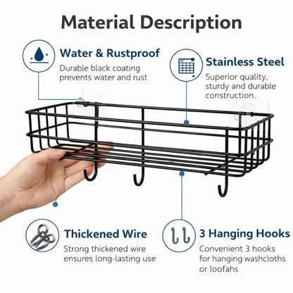 DecorTwist Bathroom Shelf Without Drill | Self Adhesive Wall Organizer | Rust-Proof Metal | Waterproof Rack for Shampoo Soap Toiletries | Kitchen Laundry Storage | 28x9x9 cm (Pack of 2)