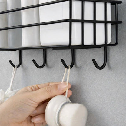 DecorTwist Bathroom Shelf Without Drill | Self Adhesive Wall Organizer | Rust-Proof Metal | Waterproof Rack for Shampoo Soap Toiletries | Kitchen Laundry Storage | 28x9x9 cm (Pack of 2)