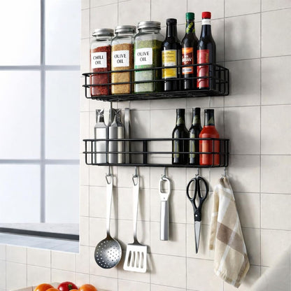DecorTwist Bathroom Shelf Without Drill | Self Adhesive Wall Organizer | Rust-Proof Metal | Waterproof Rack for Shampoo Soap Toiletries | Kitchen Laundry Storage | 28x9x9 cm (Pack of 2)