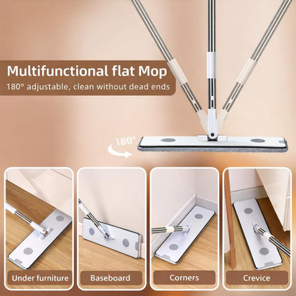 18-Inch Telescopic Floor Cleaning | Heavy-Duty Extendable Rod | Cotton Mop Head for Home, Office & Hospitals (Slider Squeeze Mop)
