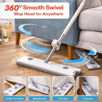 18-Inch Telescopic Floor Cleaning | Heavy-Duty Extendable Rod | Cotton Mop Head for Home, Office & Hospitals (Slider Squeeze Mop)