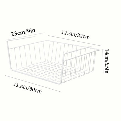 DecorTwist 16 Inch Under Shelf Storage Basket – Heavy Duty Metal Undershelf Organizer for Kitchen Cabinet, Wardrobe & Pantry | No Drill Slide-In Under Cabinet Wire Rack