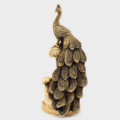Peacock Sitting Decorative Brass Statue