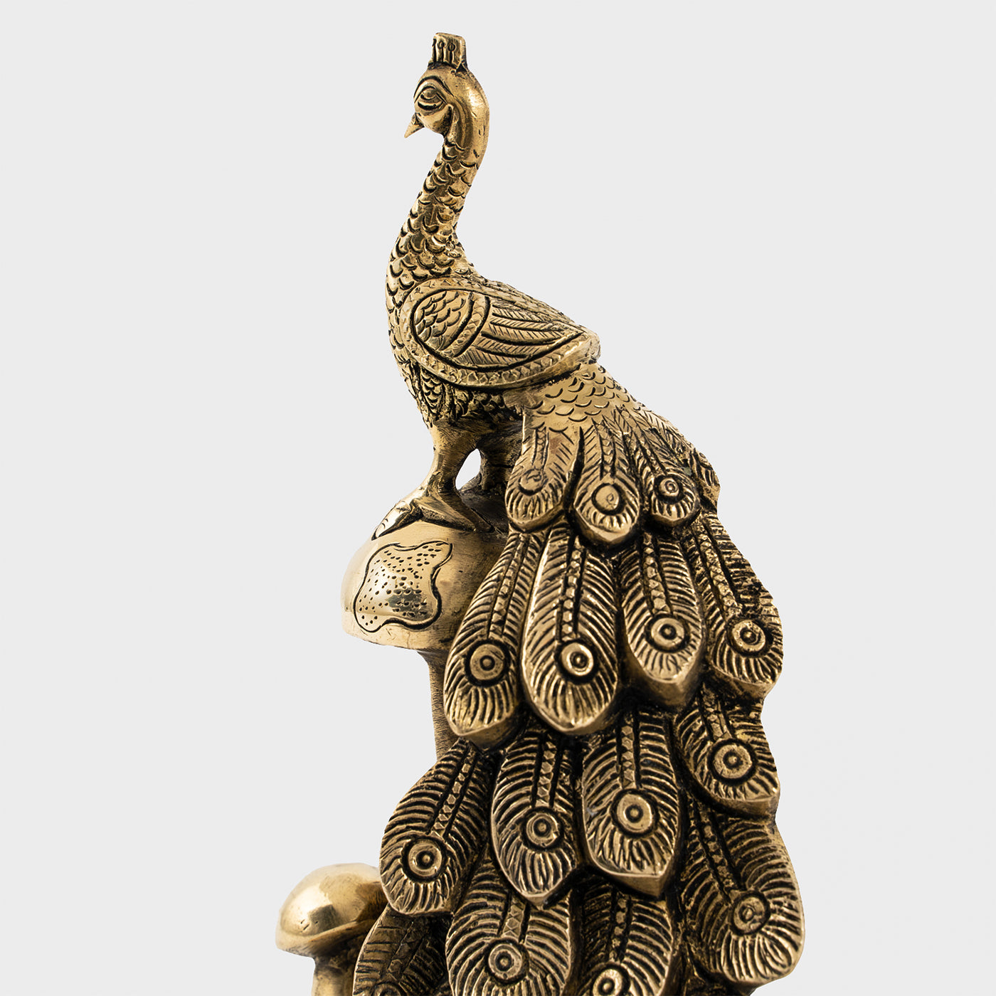 Peacock Sitting Decorative Brass Statue