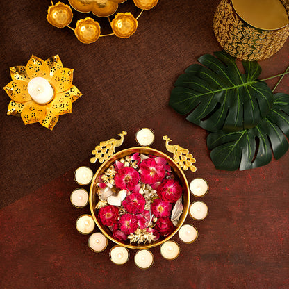 Handcrafted Peacock Urli for Festive Home Decor