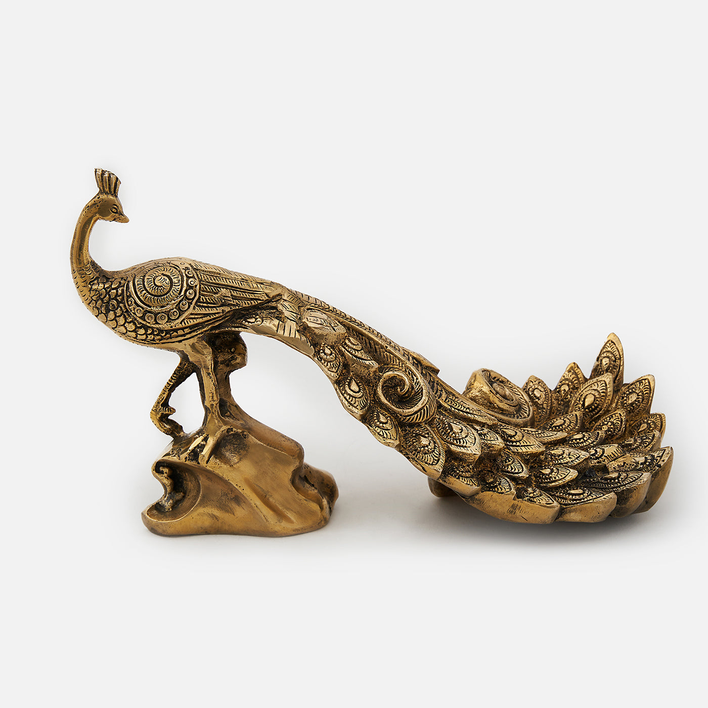 Brass Peacock Figurine on Stand
