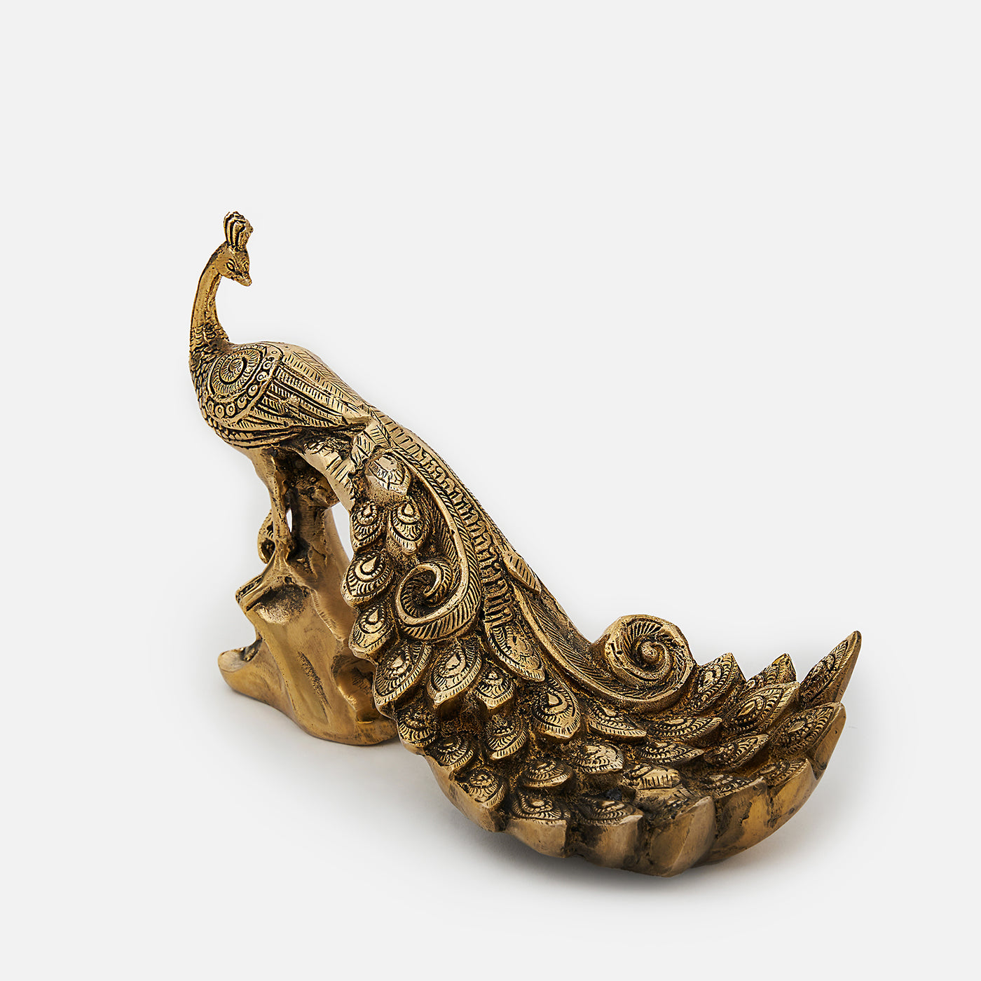 Brass Peacock Figurine on Stand