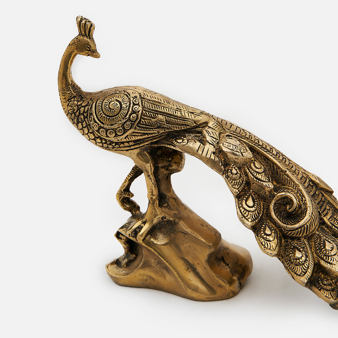Brass Peacock Figurine on Stand