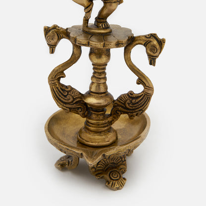 Brass Dancing Ganesha Peacock Diya