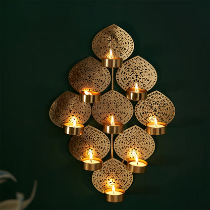 9 Leaf Tea Light Holder Wall Hanging