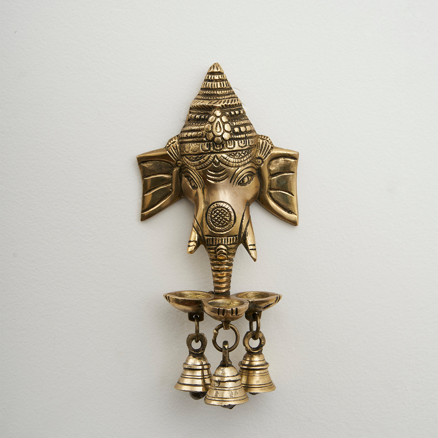 Brass Ganesha Wall Hanging Diya with Bells