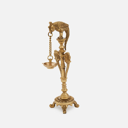 Handmade Traditional Indian Brass Decorative Diya Parrot Oil Lamp for Pooja or Home Decor (Single Piece)
