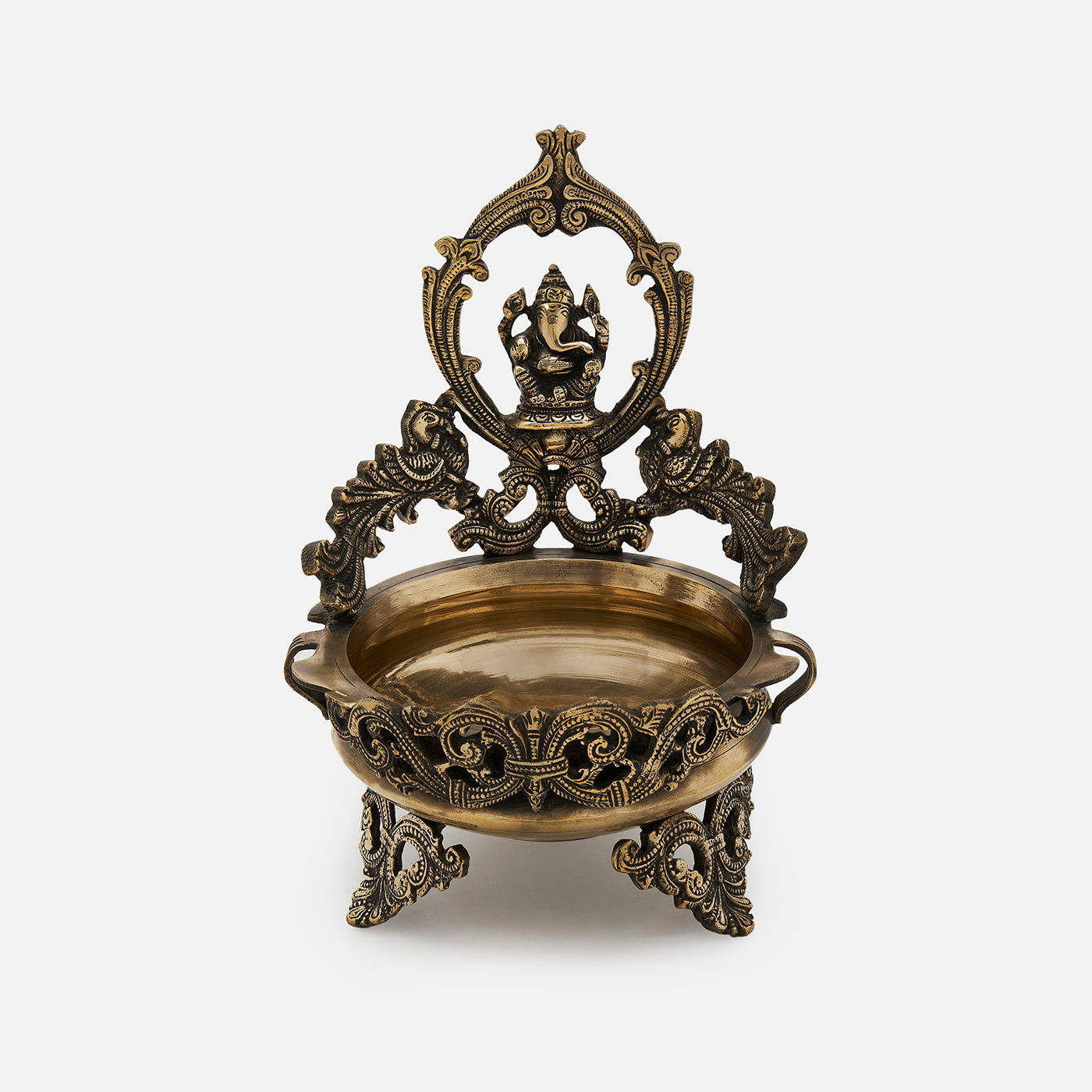 Traditional Decorative Brass Ganesh Urli Bowl