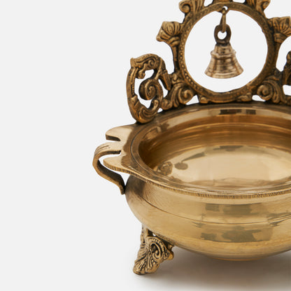 Premium Decorative Brass Urli Bowl with Bell