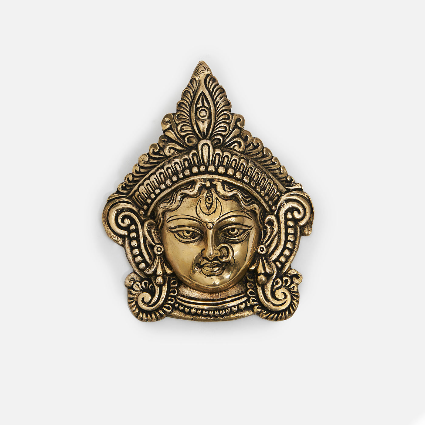 Auspicious Brass Durga Wall Decor - Indian Goddess