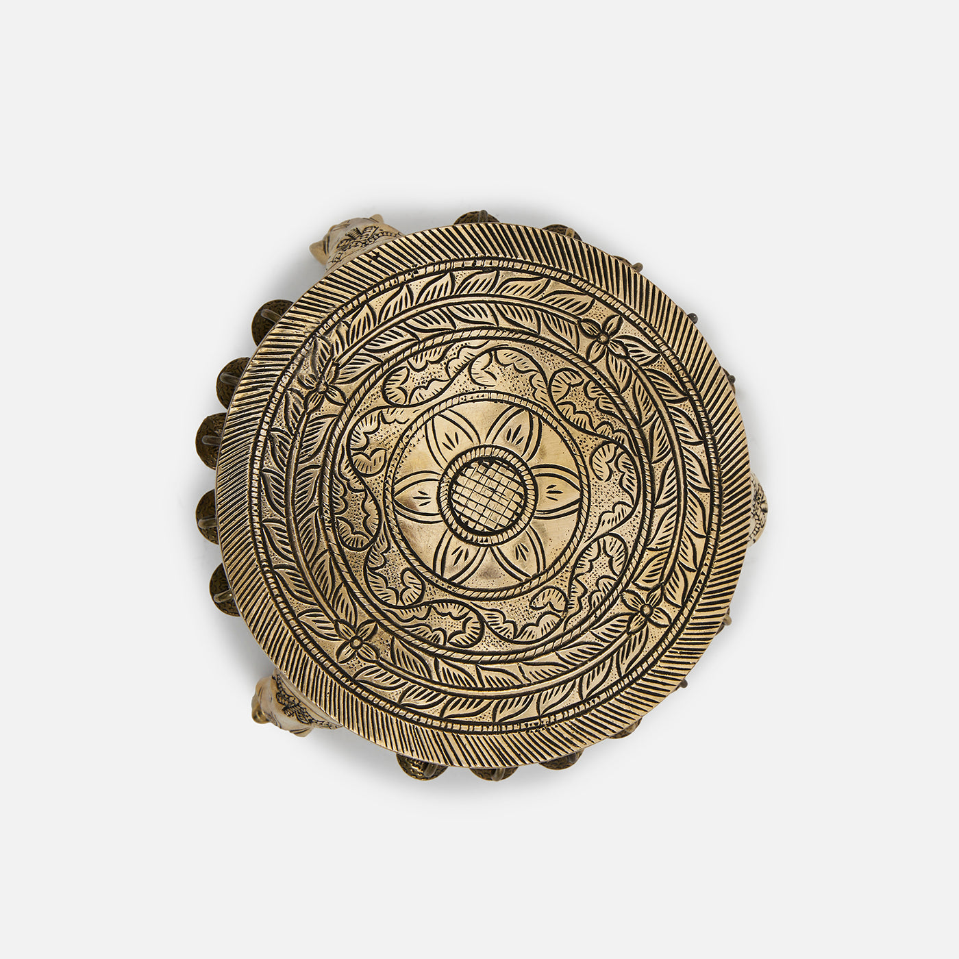 Brass Elephant Pillar Design Pooja Chowki With Bells