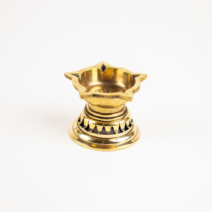 Handcrafted Brass Diya With 5 Wicks For Home, Office Pooja