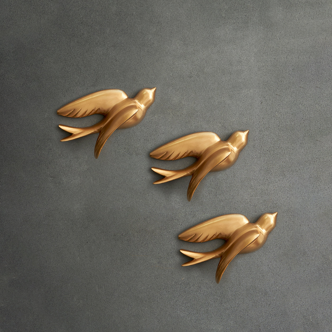 Modern Aluminium Bird Wall Hanging - Set of 3