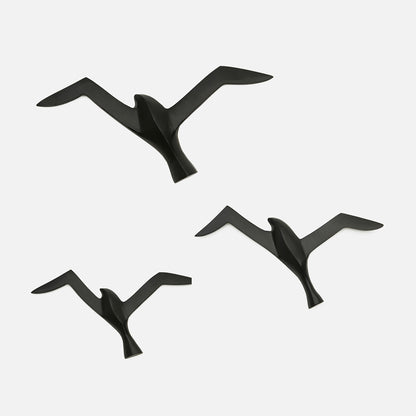 Wall Decoration Set 3 Seagull Birds - Black