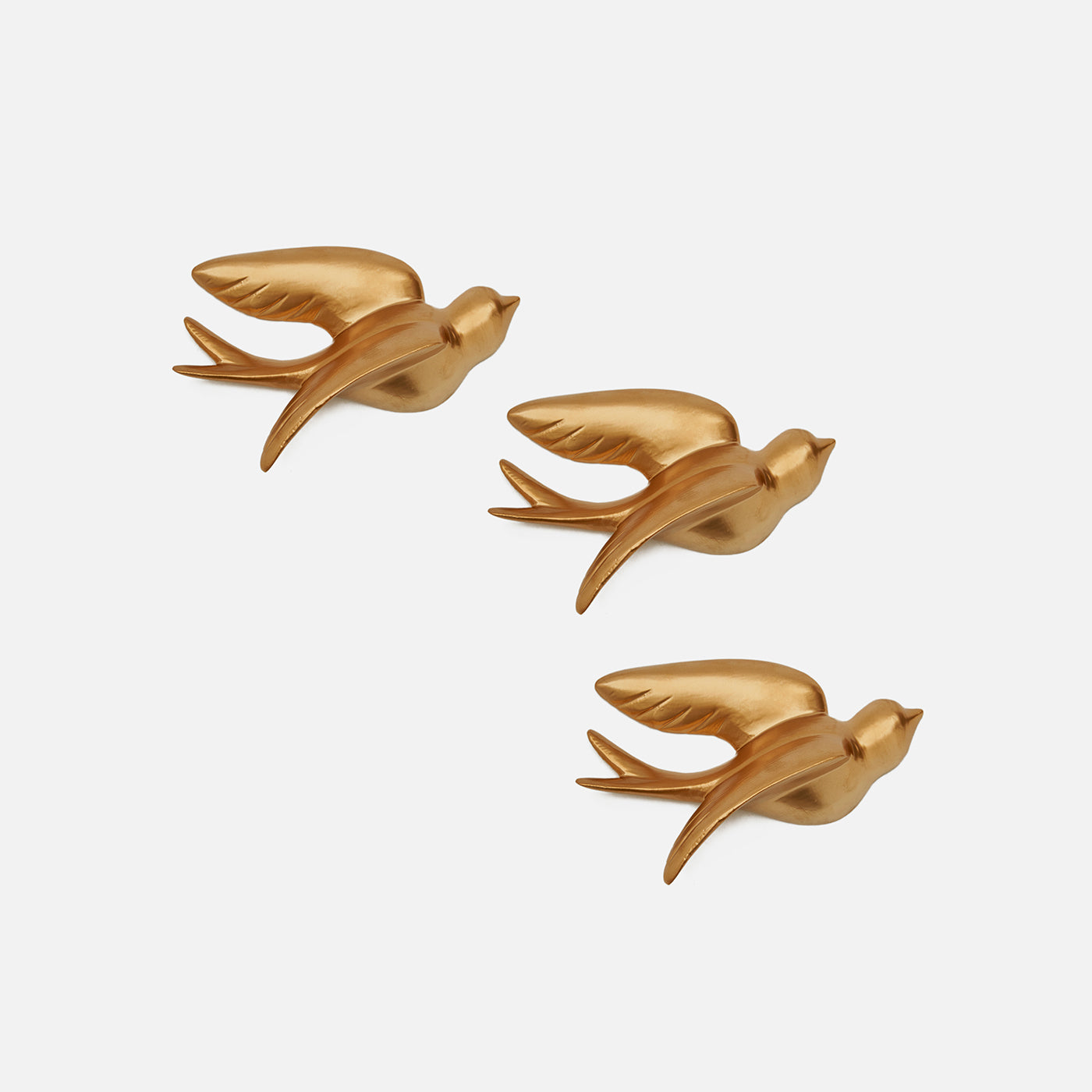 Modern Aluminium Bird Wall Hanging - Set of 3