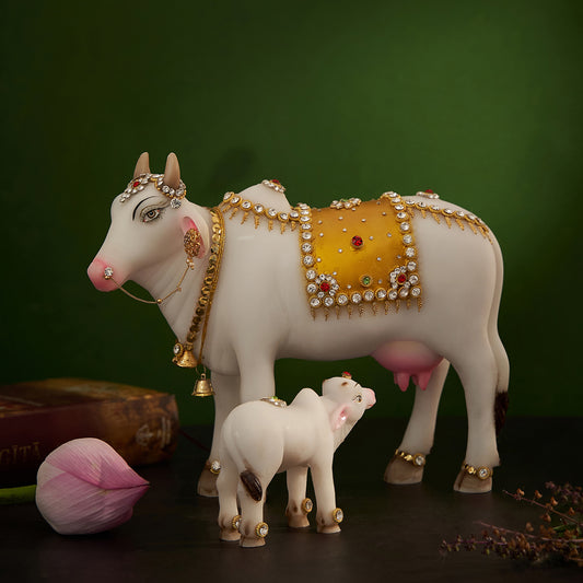 Kamdhenu Cow With Calf Statue