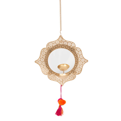 Malhaar  Hanging Decorative tealight with mirror