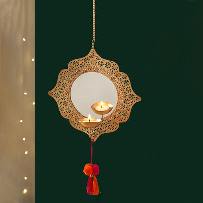 Malhaar  Hanging Decorative tealight with mirror