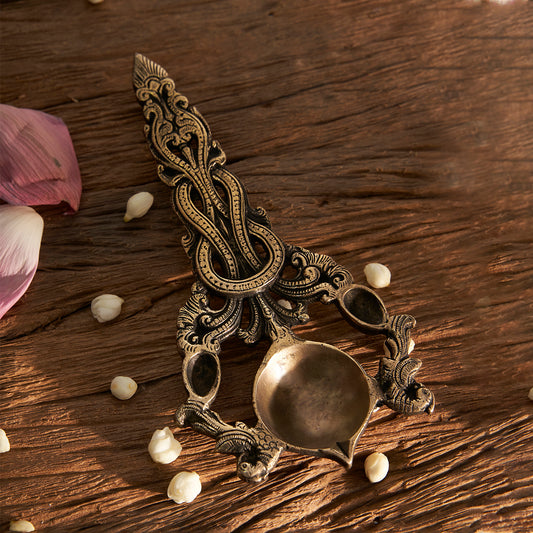 Brass Aarti Hawan Chammach/Spoon/Harathi with Intricate Jaali Work