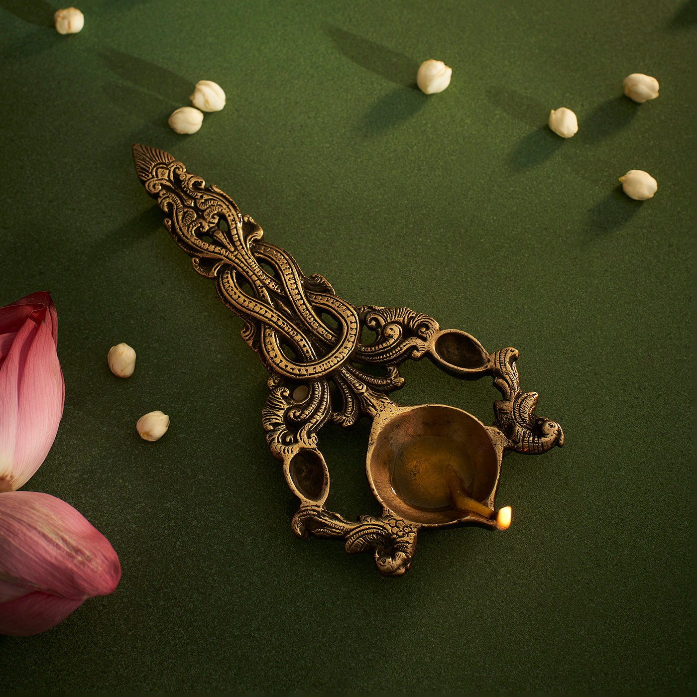 Brass Aarti Hawan Chammach/Spoon/Harathi with Intricate Jaali Work