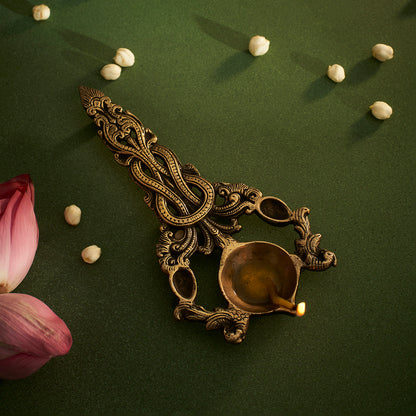 Brass Aarti Hawan Chammach/Spoon/Harathi with Intricate Jaali Work