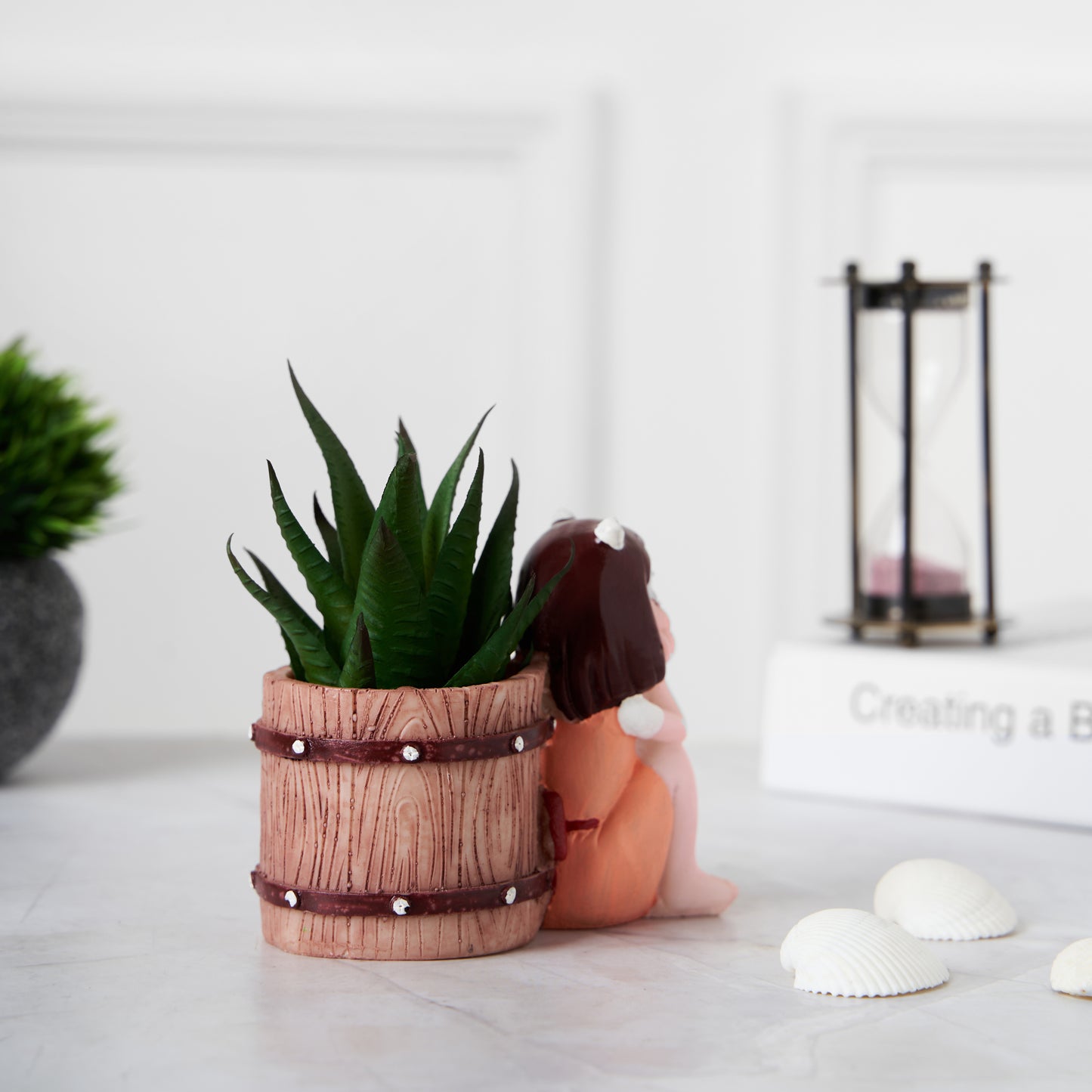 Cute Orange Basket Girl Succulent Planter For Home Garden Office Desktop