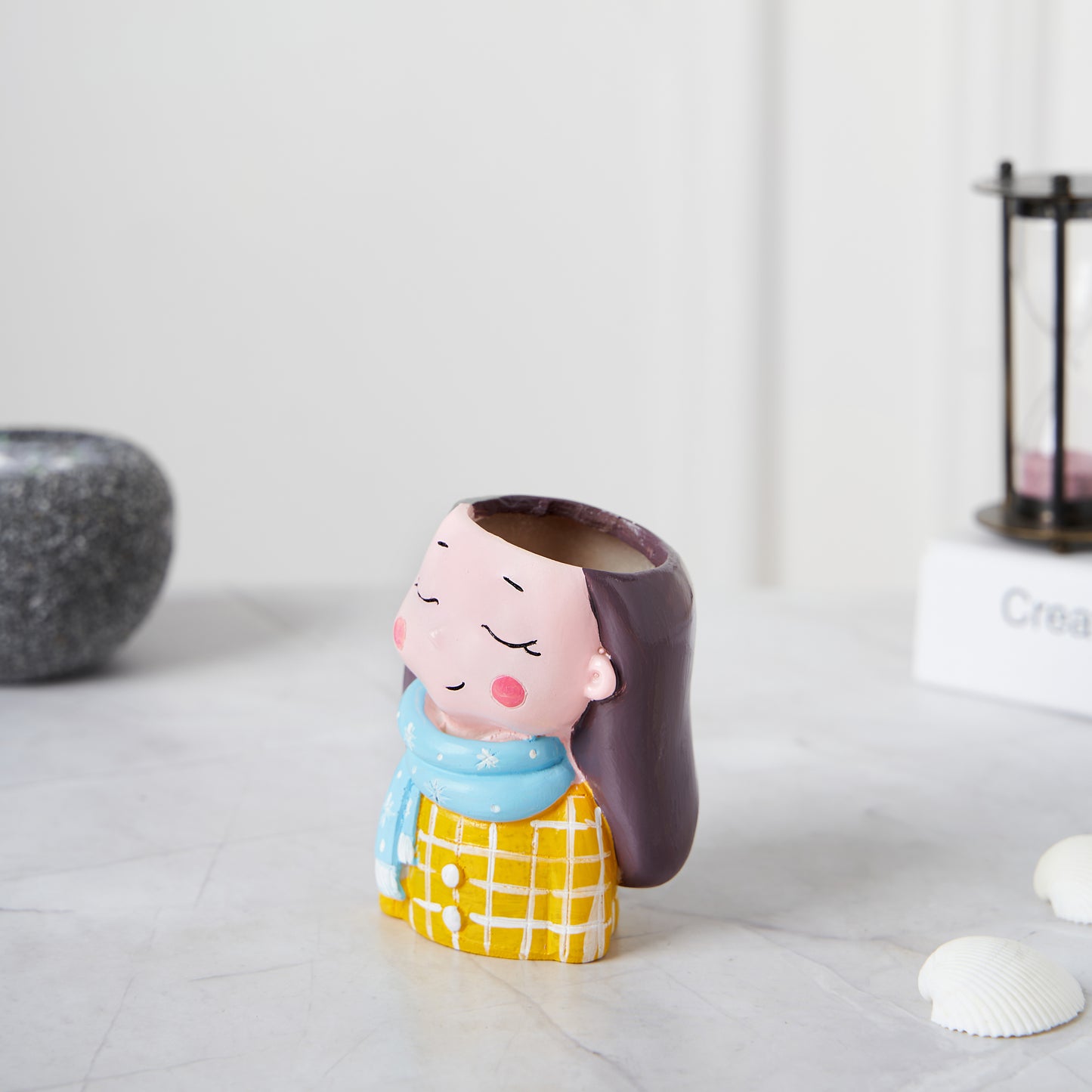 Cute Yellow Girl Succulent Planter For Home Garden Office Desktop